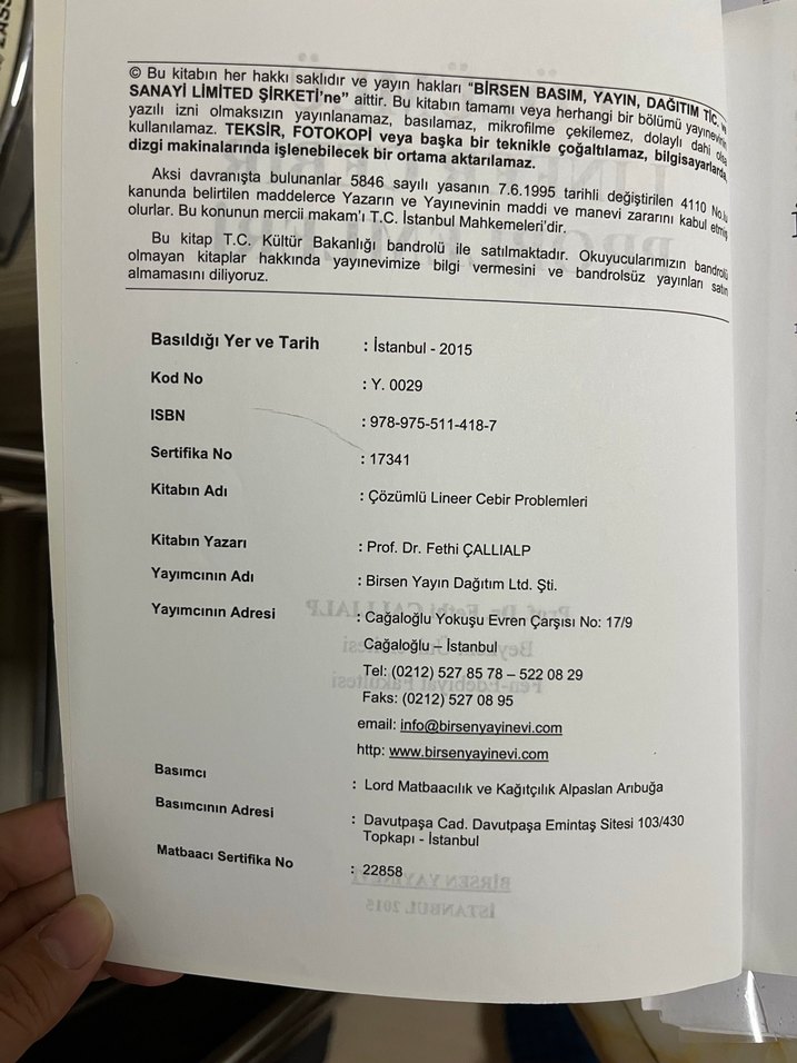 Çözümlü Lineer Cebir Problemleri Kitabı - Görsel 2