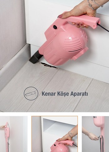 Pastel Pembe Elektrikli Süpürge - Görsel 4