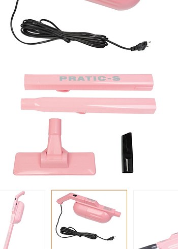 Pastel Pembe Elektrikli Süpürge - Görsel 2