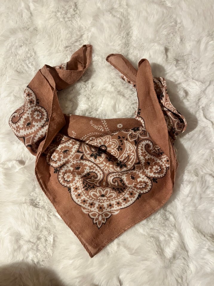 Bohem Paisley Desenli Pembe Kumaş Fular — görsel 2/2