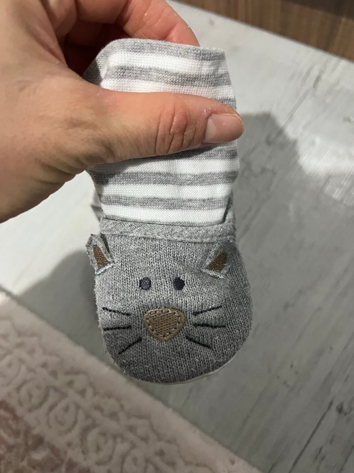 Gri Örgü Erkek Bebek Patik - Görsel 5