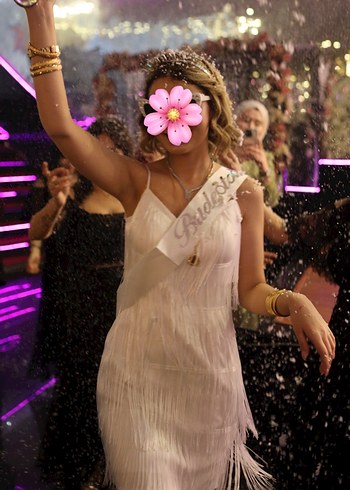 Püsküllü beyaz after - kına elbisesi - Görsel 4