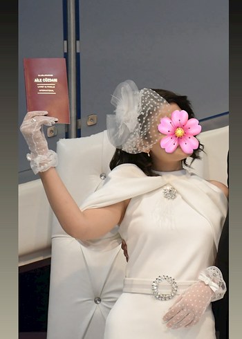 Straplez Midi Beyaz nikah-söz elbisesi - Görsel 4