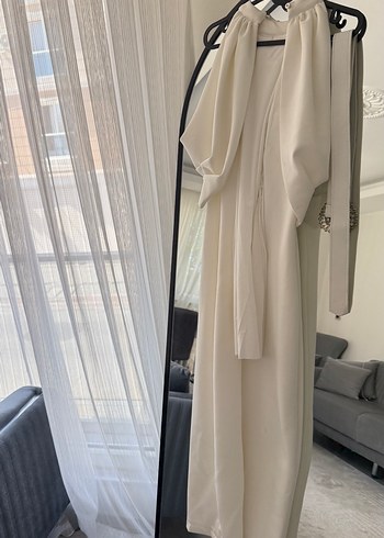 Straplez Midi Beyaz nikah-söz elbisesi - Görsel 6