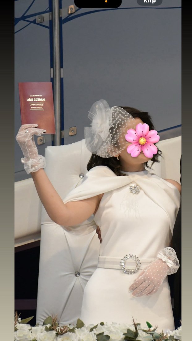 Straplez Midi Beyaz nikah-söz elbisesi - Görsel 4