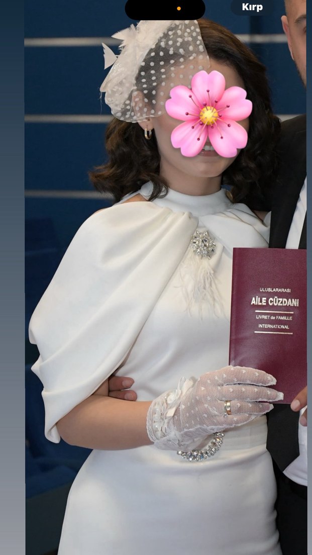 Straplez Midi Beyaz nikah-söz elbisesi - Görsel 3