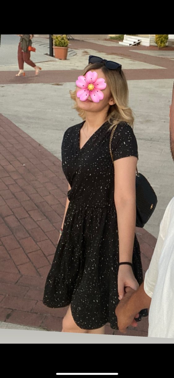 V Yaka Siyah Mini Elbise - Görsel 2