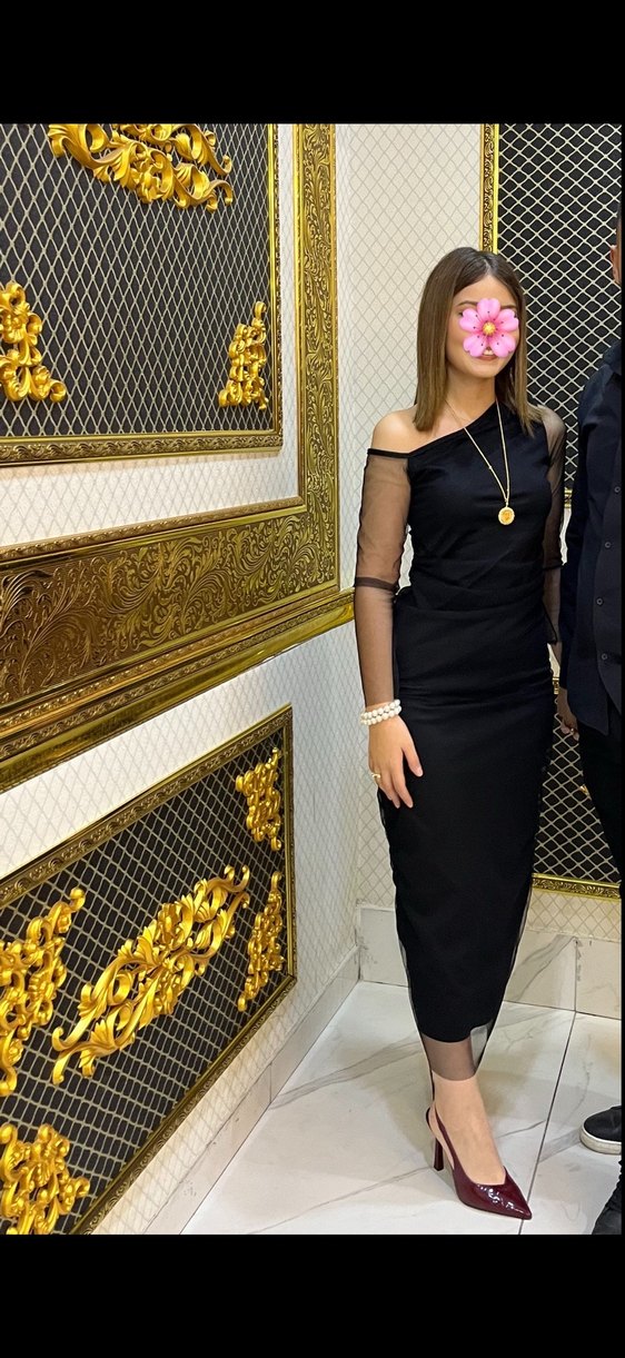 Siyah Drapeli Uzun Kadın Elbise - Görsel 2