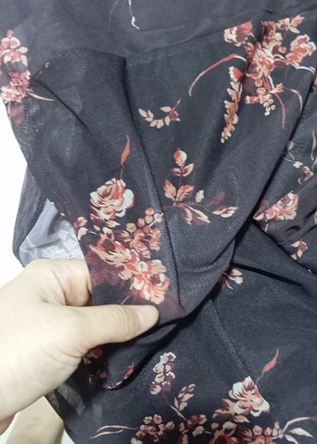 Çiçek Desenli kahve Uzun Bohem Elbise - Görsel 4