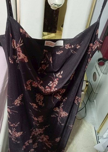 Çiçek Desenli kahve Uzun Bohem Elbise - Görsel 2