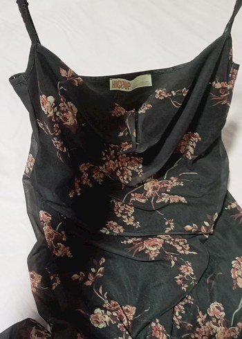 Çiçek Desenli kahve Uzun Bohem Elbise - Görsel 5