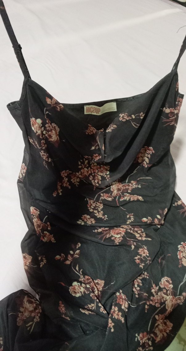 Çiçek Desenli kahve Uzun Bohem Elbise - Görsel 5