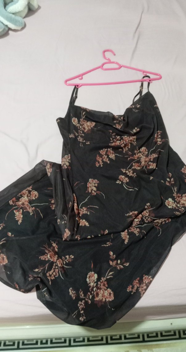 Çiçek Desenli kahve Uzun Bohem Elbise - Görsel 3