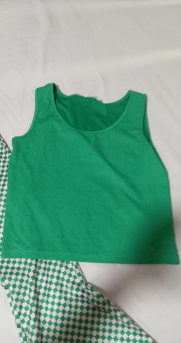 Yeşil Kareli Kadın İspanyol Paça takım - Görsel 3