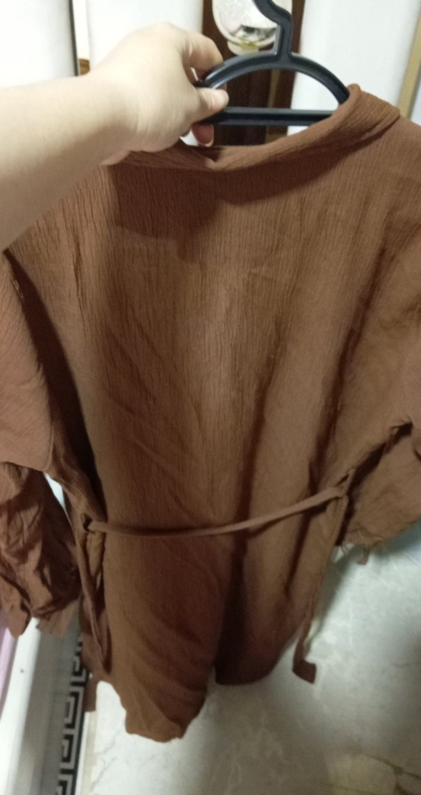 Kadın Kahverengi Keten Uzun Kollu tunik takım - Görsel 3