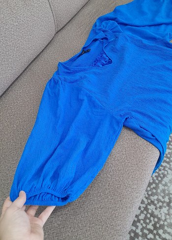 Mavi V Yaka Hamile Tunik - Görsel 4