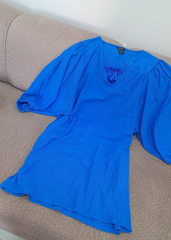 Mavi V Yaka Hamile Tunik - Görsel 2