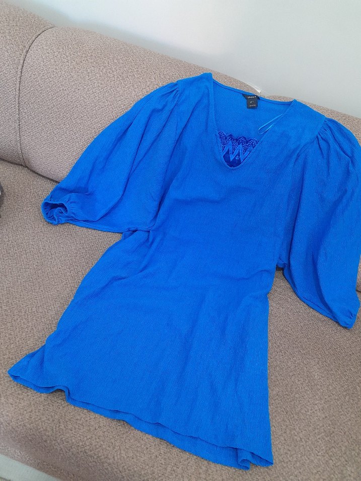 Mavi V Yaka Hamile Tunik - Görsel 2