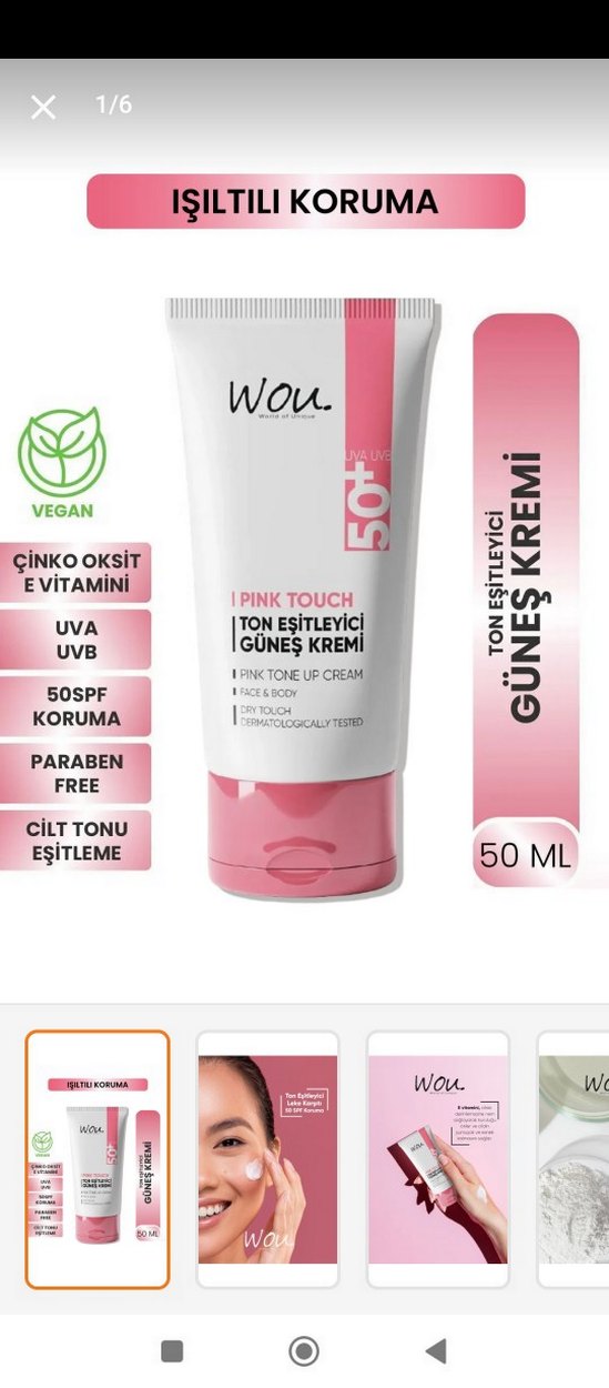 Wou Pink Touch Ton Eşitleyici Güneş Kremi SPF 50+ - Görsel 2