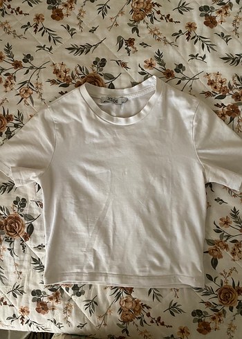 Beyaz Kısa Kollu crop Tişört