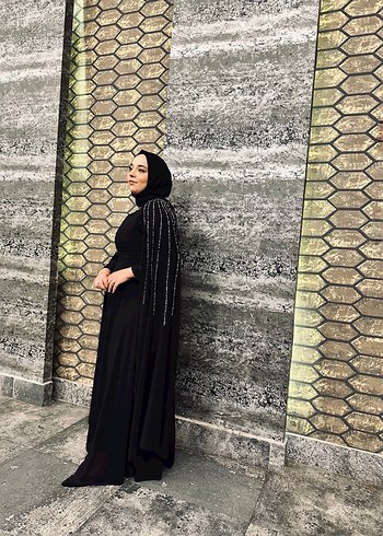 Uzun Siyah Gotik Drape Detaylı Elbise