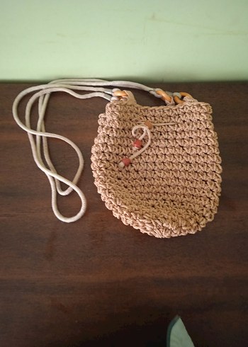 Bej Örgü Kadın Çapraz Çanta - Görsel 2