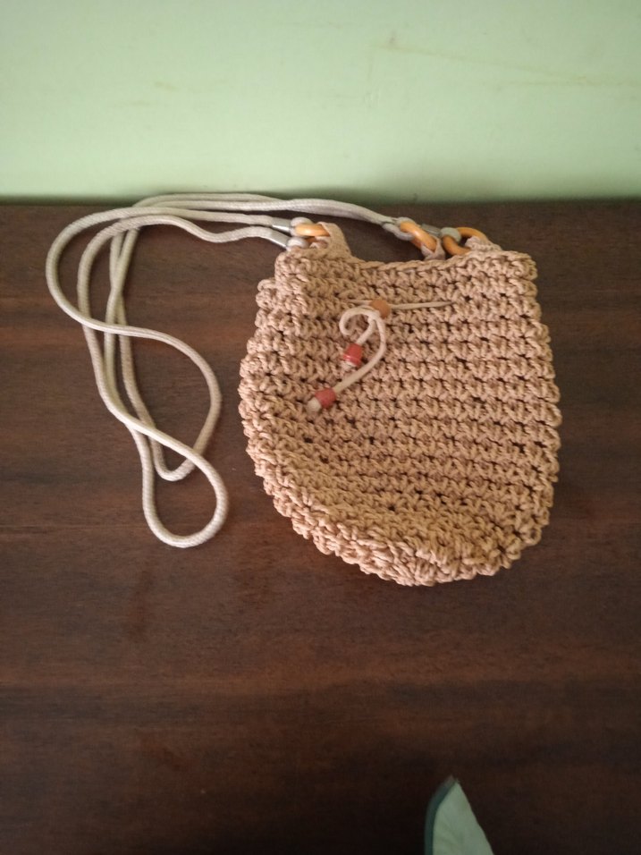 Bej Örgü Kadın Çapraz Çanta - Görsel 2