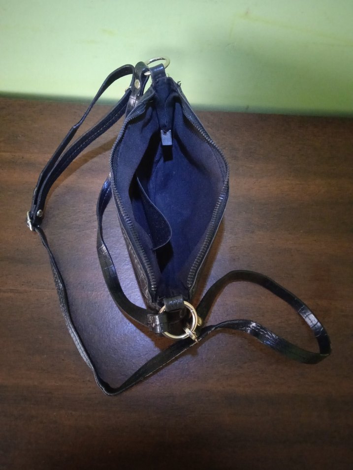 Siyah Yılan Derisi Desenli Deri Kadın Çanta - Görsel 3