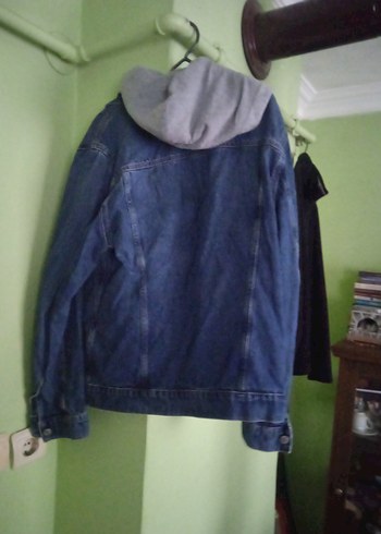 Mavi Jean Ceket Gri Kapüşonlu - Görsel 2