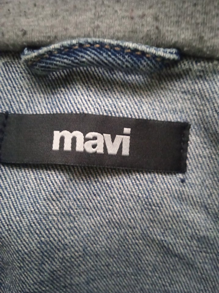 Mavi Jean Ceket Gri Kapüşonlu - Görsel 3