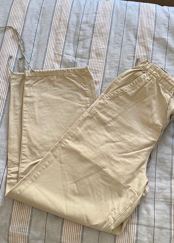 Bej Rahat Kesim Keten Kadın Pantolon