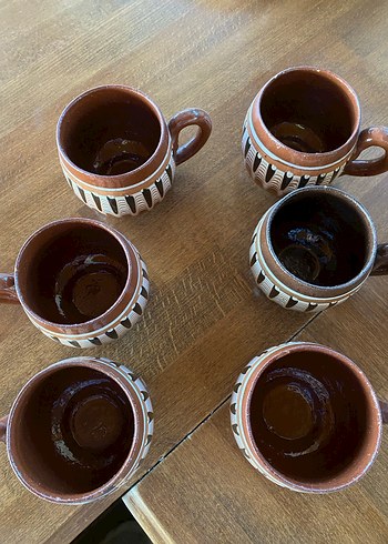 Kahverengi Seramik Kulplu Kupa Seti - Görsel 2