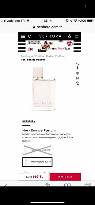  Beden Renk BURBERRY Her - Eau de Parfum 1 ml Tester