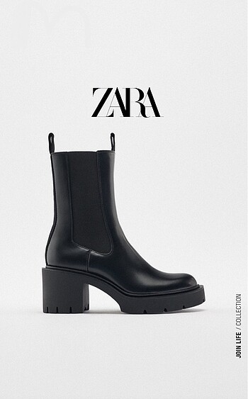 Zara | Siyah Blok Topuklu Chelsea Bot