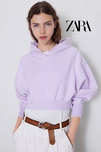 Zara | Triko Kapüşonlu Sweatshirt | Leylak Lila Mor