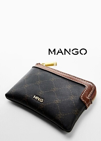 Mango | Orta ve Acı Kahverengi Monogram Desenli Cüzdan