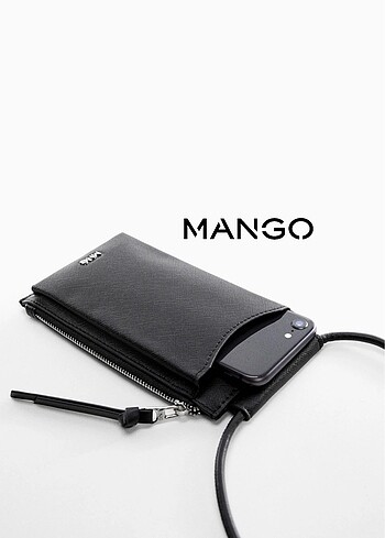 Mango | Siyah | Saffiano Deri Görünümlü Telefon Kılıfı