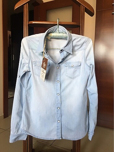 Zara | Basic Buz Mavisi İnce Jean Kot Gömlek | Casual