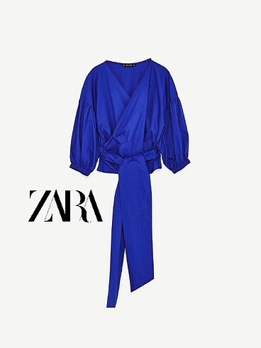 Zara Zara | Parlement Saks Mavisi Anvelop Kruvaze Top Gömlek