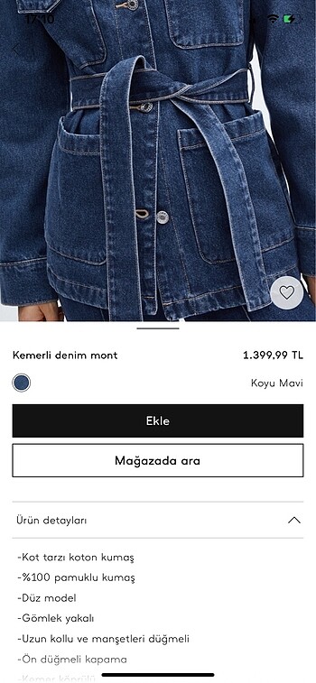 xs Beden mavi Renk Mango | Mavi Jean Kemerli Denim Kot Ceket Mont