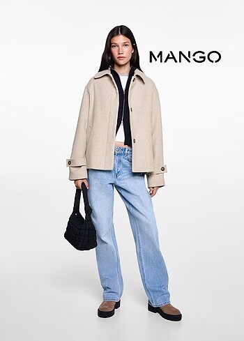 Mango | Girls Kısa Kumaş Palto | Orta Kahverengi