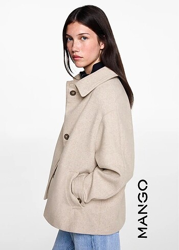Mango | Girls Kısa Kumaş Palto | Orta Kahverengi