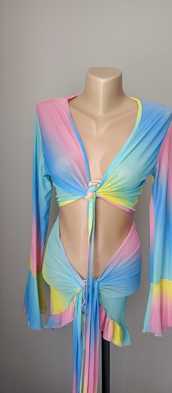 Pastel Renkli Kadın Drapeli Pareo - Görsel 3