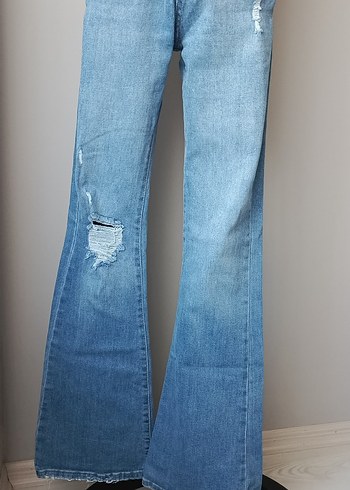Addax Kadın Mavi Bol Kesim Denim Midi Jean