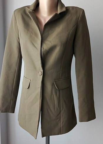 s Beden Düğmeli Yeşil Kadın Blazer Ceket