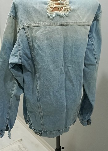 m Beden Düğmeli Açık Mavi Kadın Denim Ceket