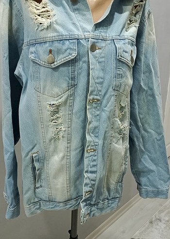 m Beden mavi Renk Düğmeli Açık Mavi Kadın Denim Ceket