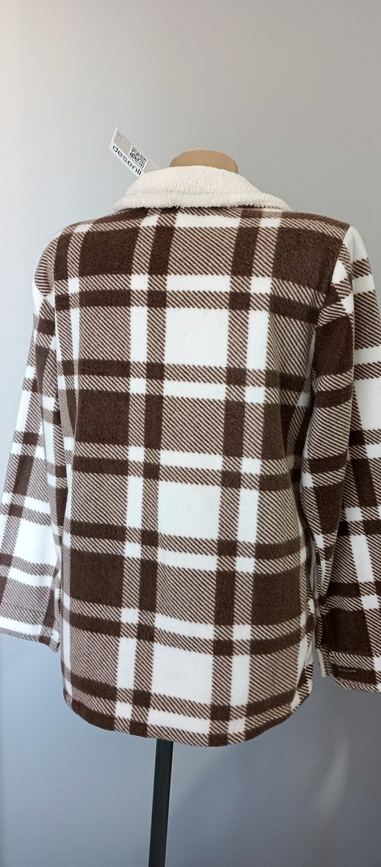 Düğmeli Kareli Kadın Gömlek Ceket - Görsel 5