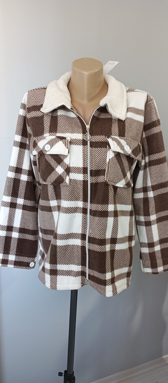 Düğmeli Kareli Kadın Gömlek Ceket - Görsel 2