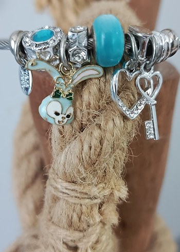 Bohem Renkli Boncuklu Turkuaz  Cahrm Bileklik - Görsel 2